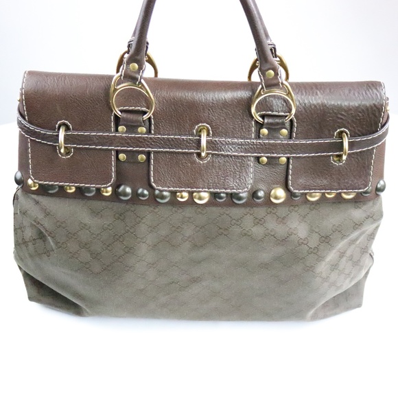 GUCCI Vintage Fall 2008 Large Brown Travel Luggage Bag Top Handle - Picture 3 of 8